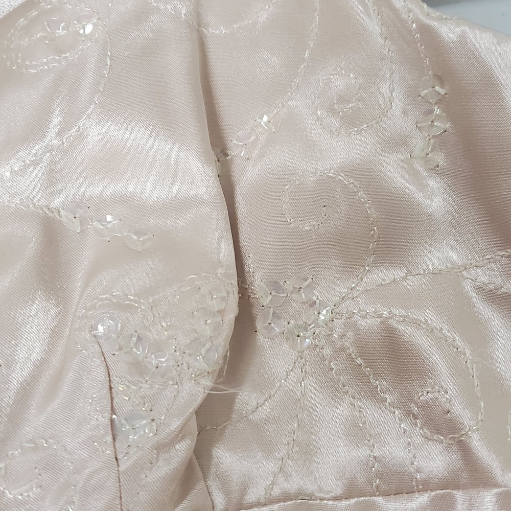All That Jazz Vtg Empire Waist Satin Gown Size 9/10 Pink Sequin Dress Regency - Picture 12 of 14